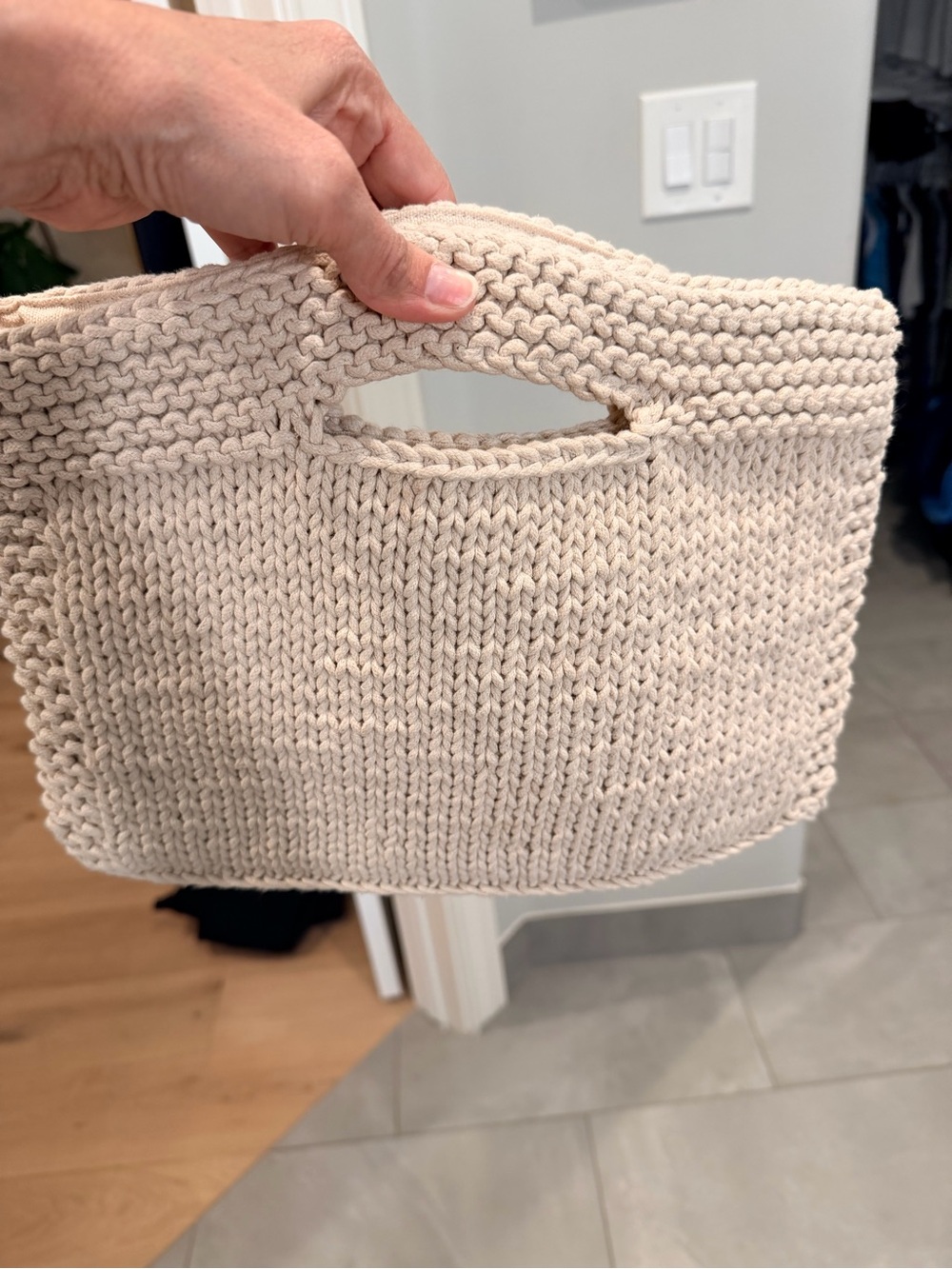 Mersey Hand-Knit Cream Tote Bag - Casual Chic
